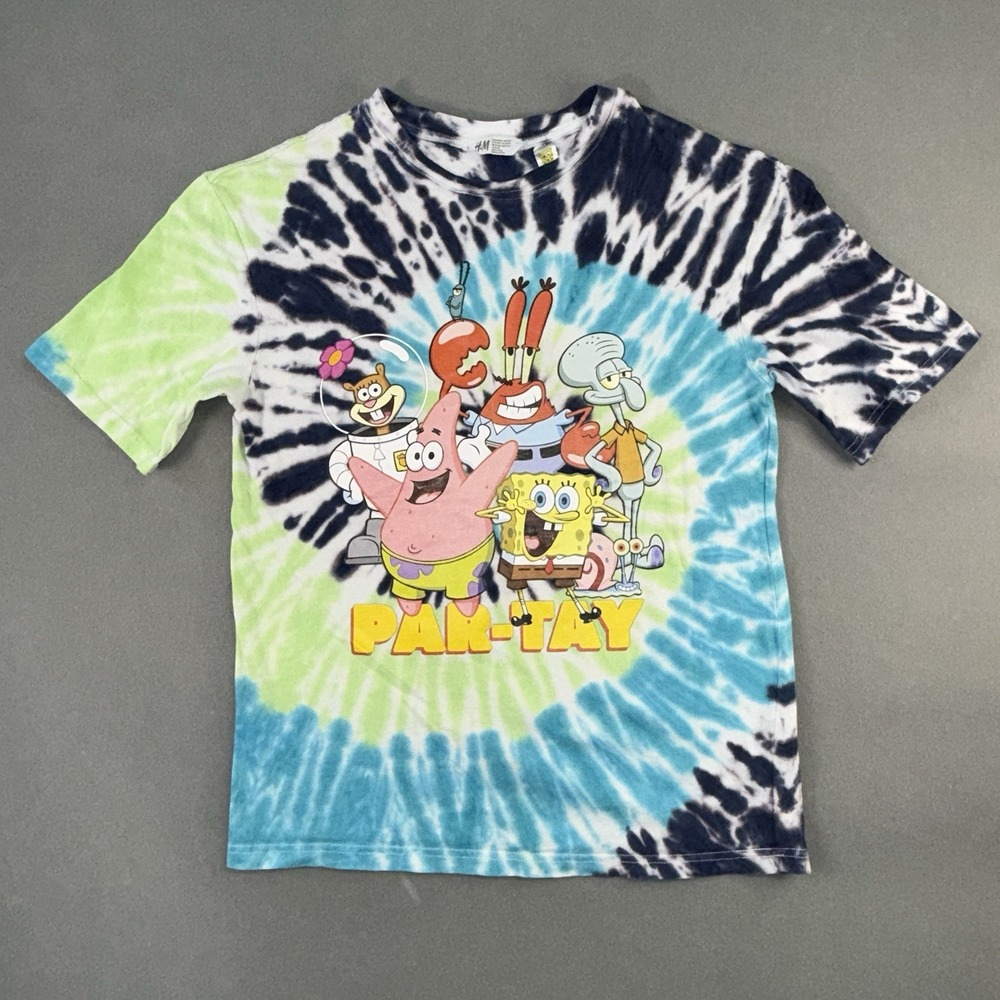 Youth H&M SpongeBob Squidward Tie Dye T Shirt Nickelodeon Graphic Tee Size 16/18